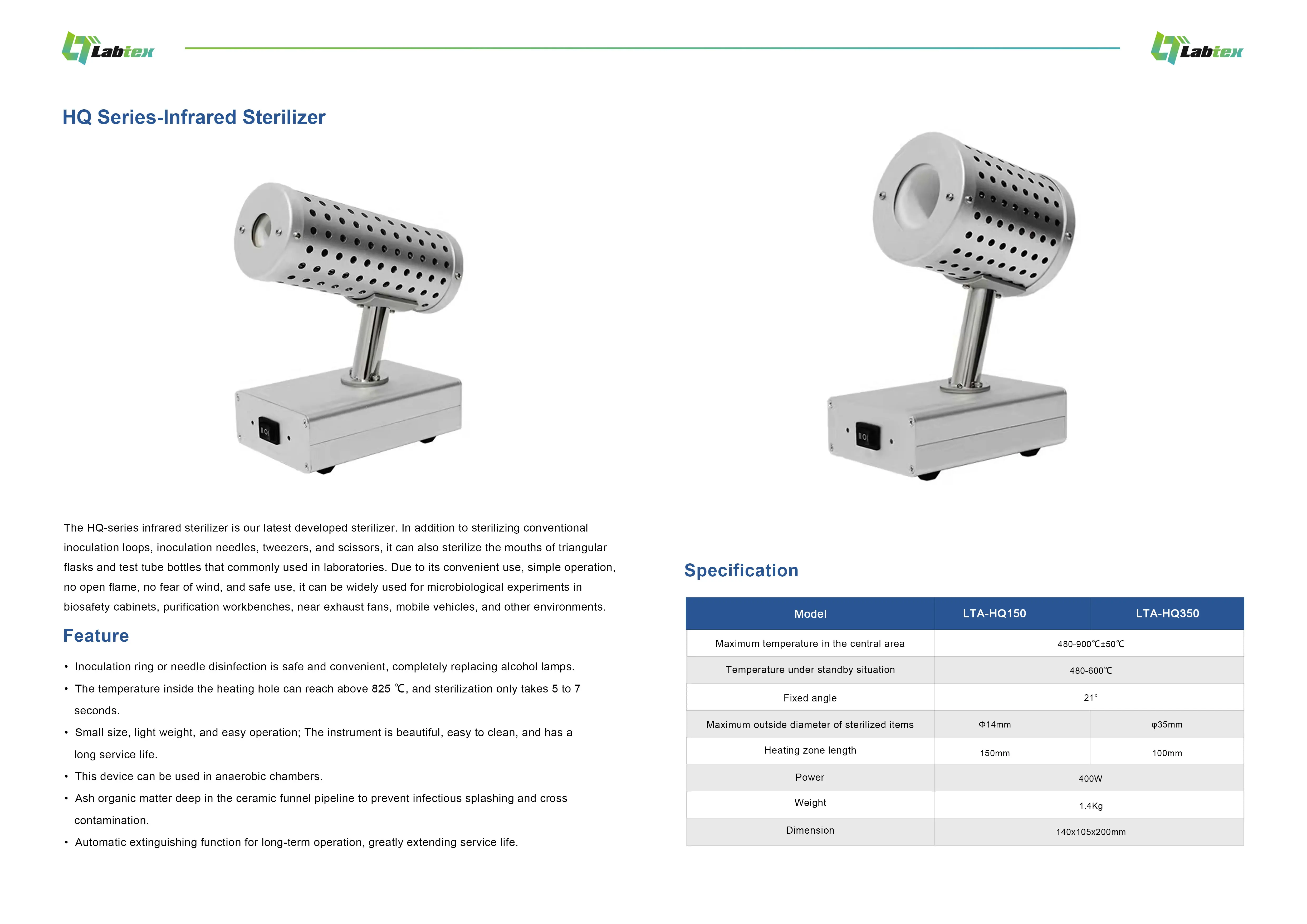 LABTEX Infrared Sterilizer Laboratory Infrared Inoculation Ring Sterilizer Lab Mini Loop Sterilizer Infrared Heat