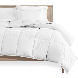 EU Size Microfiber Reversible Solid White Comforter with Anti-Pilling for Bedroom Use All-Season