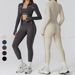 New Design High Quality Sports Bra 3 Piece Gym Jacket Yoga Leggings Workout Tracksuit Active Wear Gym Fitness Sets for Women