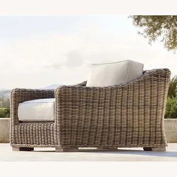 Factory custom high quality balcony rattan furniture garden single sofa patio villa outdoor furniture