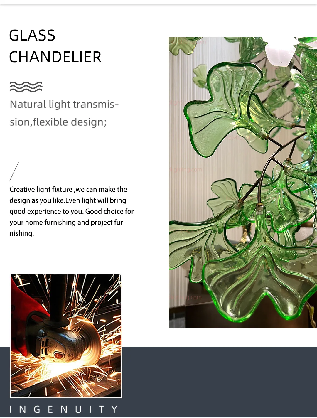 cpl 511 custom organic shape glass chandelier luxury cascading led staircase lighting manufacturer for high end villas-1