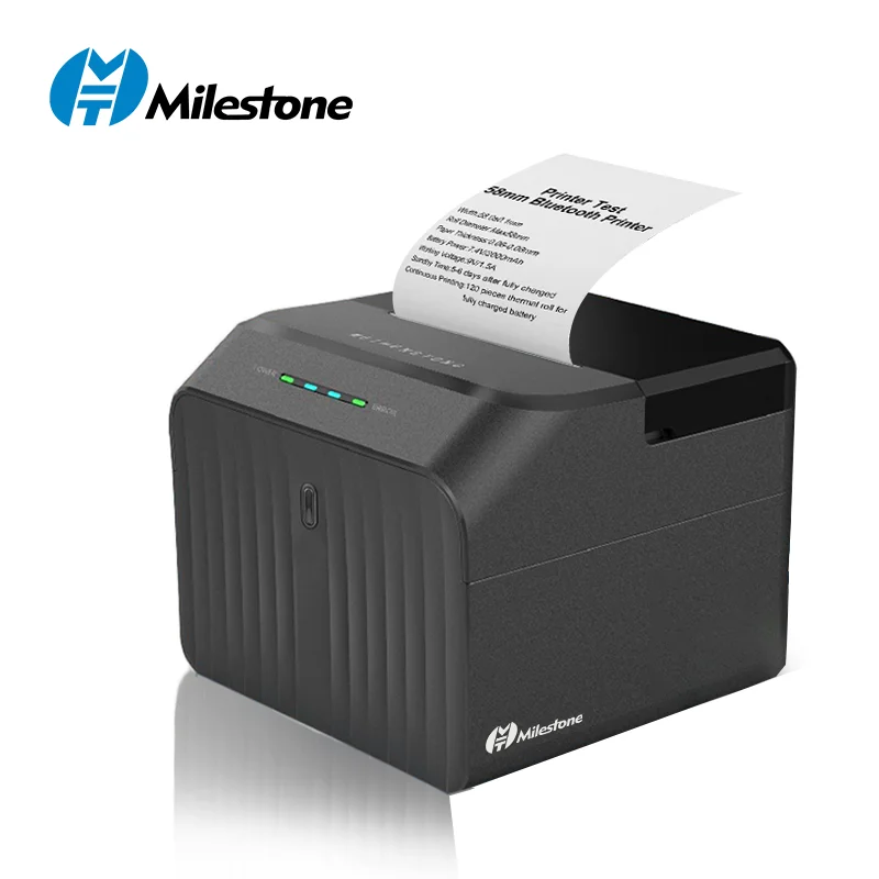 Bluetooth POS Receipt Printer Milestone 3'1/8 80mm Wireless Thermal Printer Esc/pos Print Commands Set for Office and Small Business Compatible