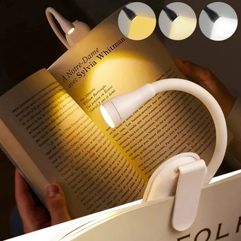 Hot Sales Mini LED Eye Protection Book Night Light Adjustable Clip Study Lamp Rechargeable 3 Color For Travel Bedroom Reading