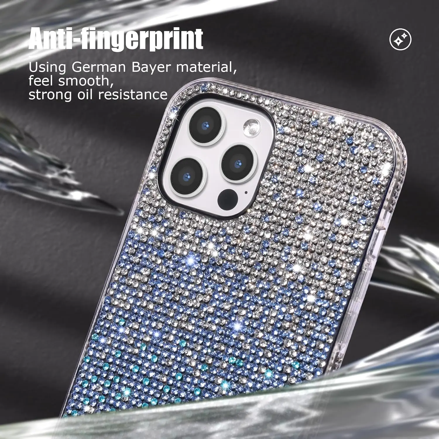 Case for iPhone 16 Pro Max Luxury Glitter Diamond Cute Gradient Cover Soft Protective Shockproof Phone Case Gradient Blue supplier