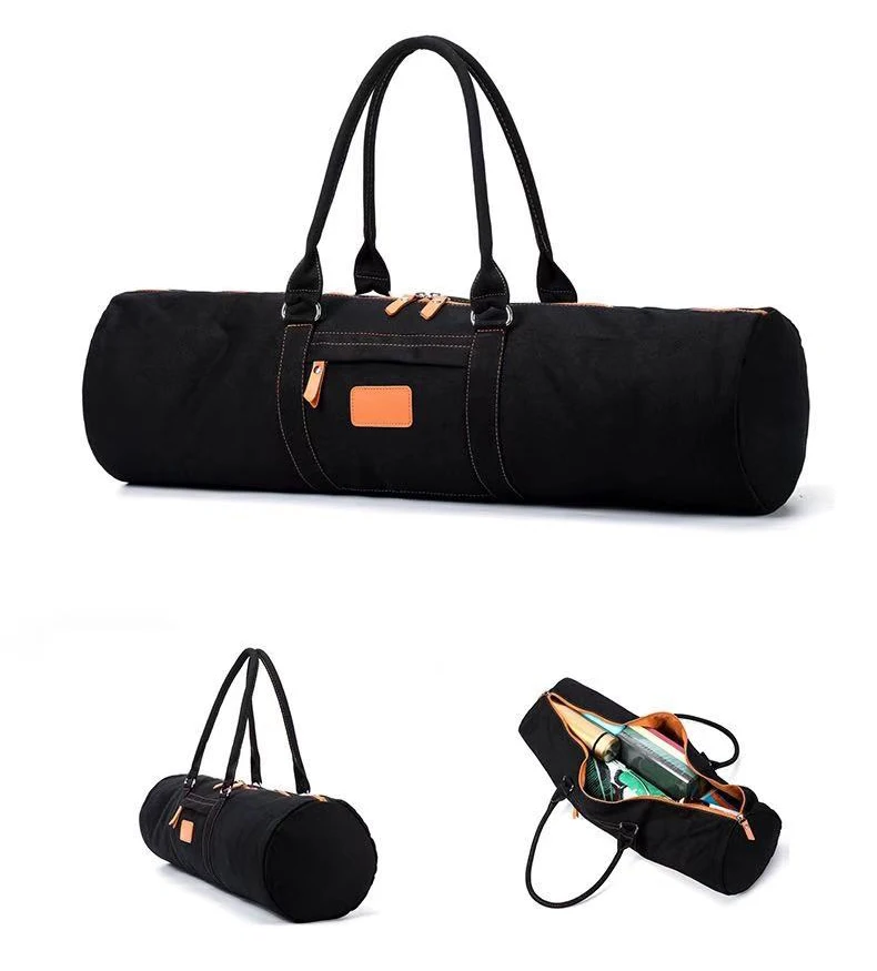 Large Big Tote Zip Up Yoga Sling Bag For Yoga Rug,Custom Logo Carrying Cotton Canvas Yoga Mat