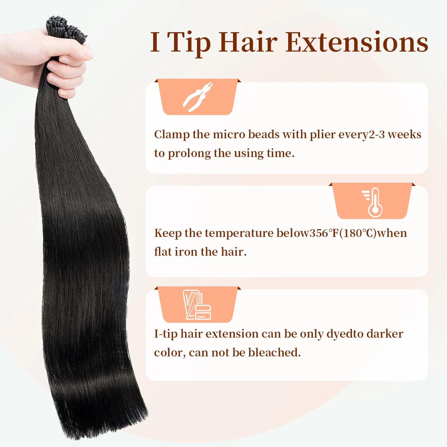 Gerade I-Tip-Haarverlängerungen, 100 % Echthaar, 16-26 Zoll, 100 g, Tip Fusion-Haarverlängerungen für den Salon, hohe Qualität, Farbe Nr. 1B_voghion.com