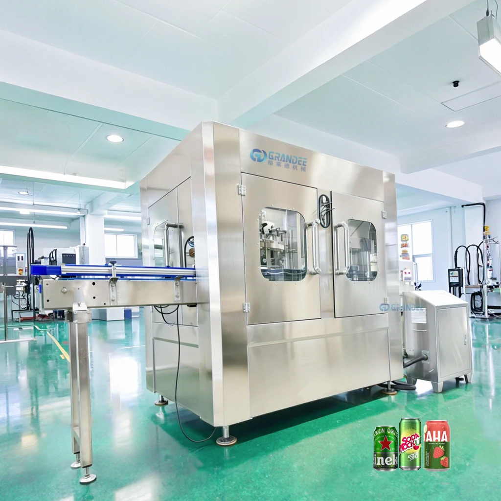 Ავტომატური მაღალი სიჩქარის 330მლ ალუმინის ბანკის ნაყინის სავსების მანქანა გაზიანი სასმელის ბანკის სავსების ხაზი