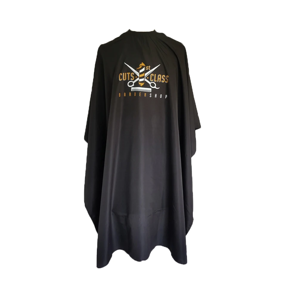 New Design Waterproof Salon Hairdresser Black Barbers Cape With Custom