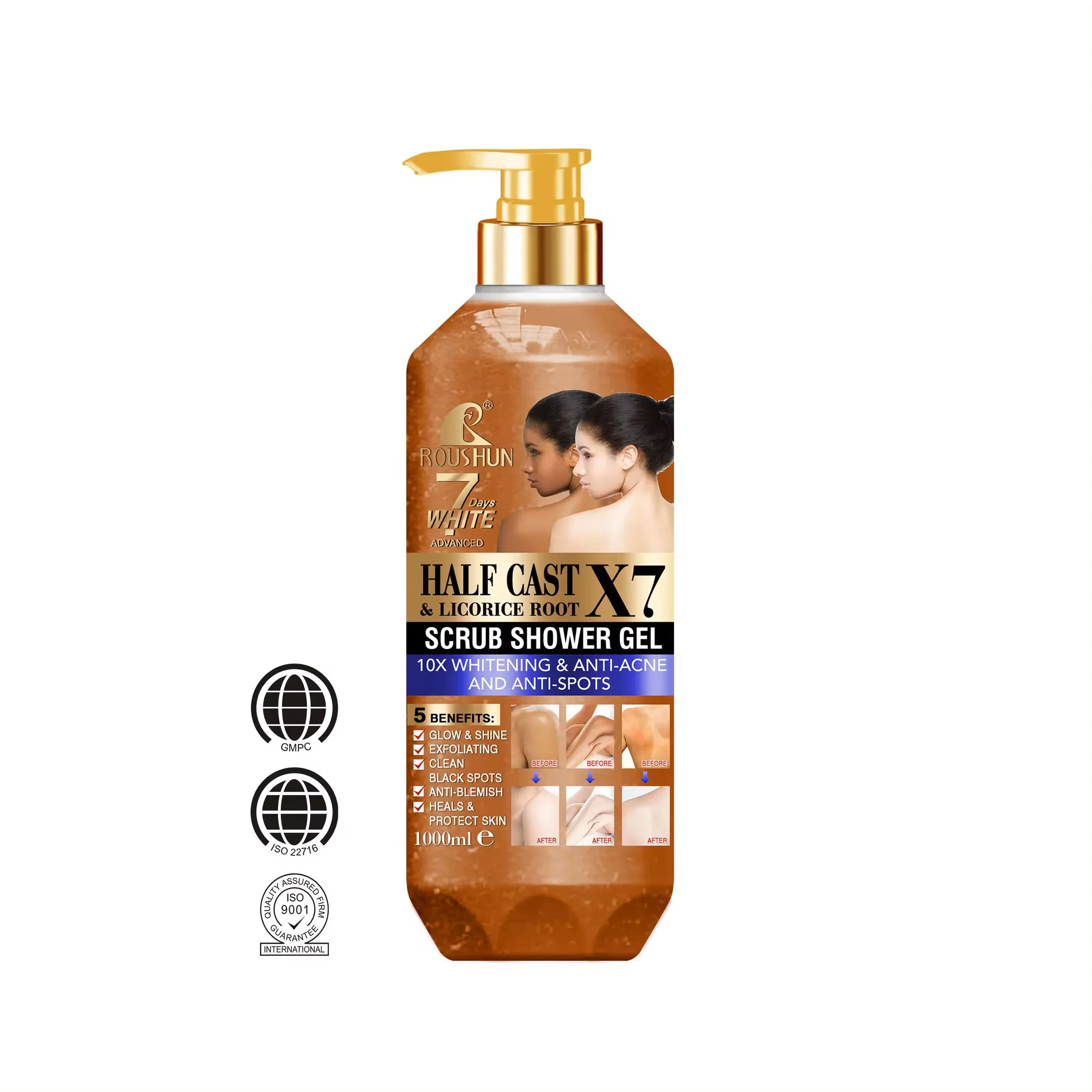 ROUSHUN Private Label Half Cast & Licorice Root Scrub Shower Gel