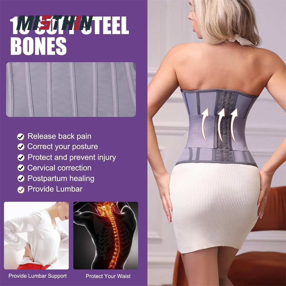 Custom LOGO Purple Full Body Belly Shaping Cincher Corset Wrap Belt Tummy Control Shapewear Waist Trainer Shaper Wear manufacture
