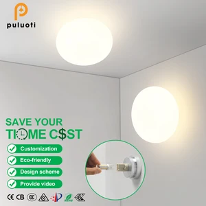 PULUOTI Modern Nordic G9 3000K LED Wall Light Round Silver Bracket Indoor Glass Fixture for Hotel Porch Living Room Hallway