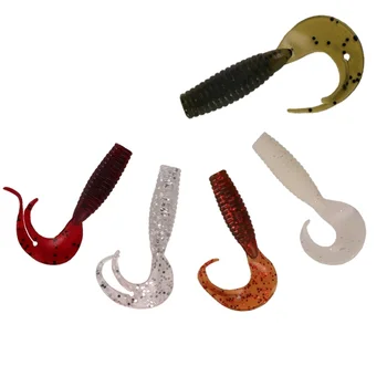 Export Worm Tail Soft Lures Multi-color Bionic Artificial Lures Bass Black Fish Helical-pattern Long-cast Lure Stainless Steel – Soft Lure – view 2