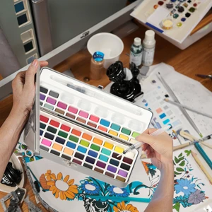 72 Piece Bulk Watercolor Paint Set for Kids Fun and Educational Tool for Home and School on Paper and Canvas Drawing