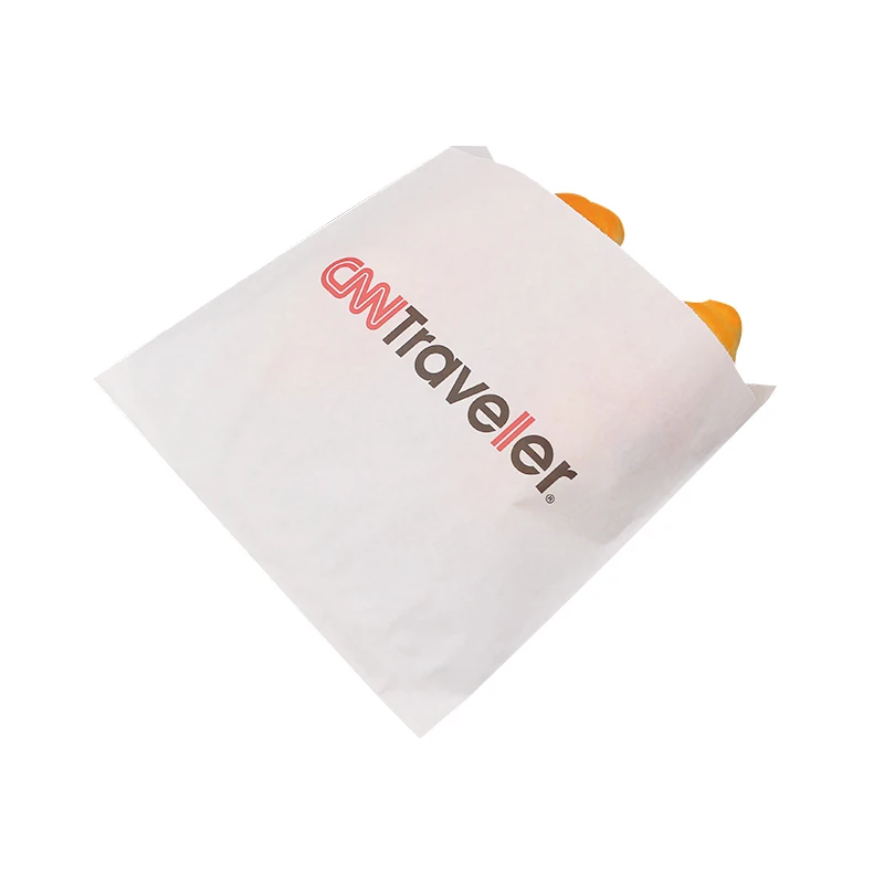 
 Пакет из белой бумаги с плоским острым дном, пакет из бумаги для гамбургеров и закусок с защитой от жира  