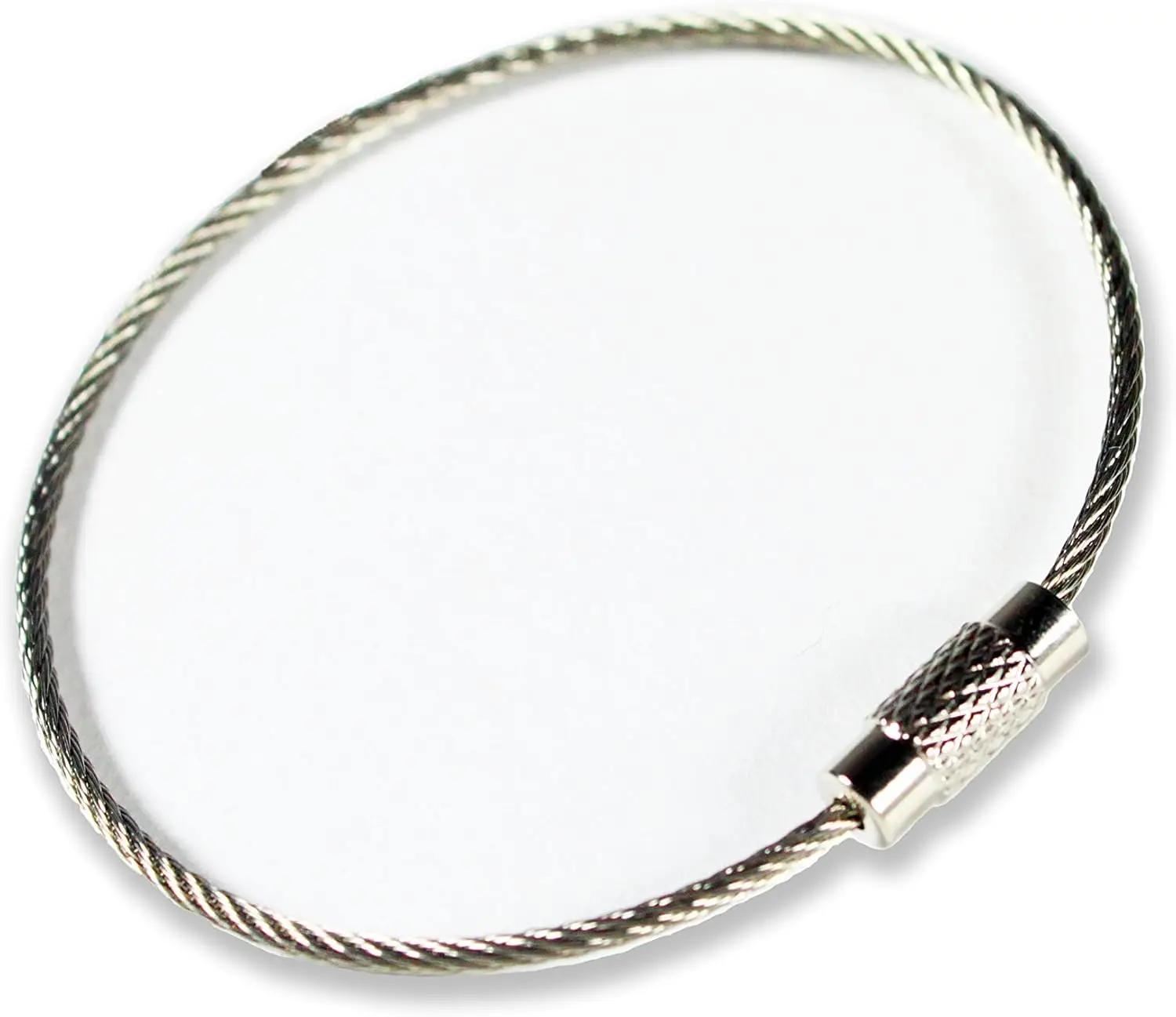 Nylon Coated Aircraft Cable KeyRing with Stainless Steel Wire Screw Lock Keychain Luggage Tags Metallic ID Tag Loop