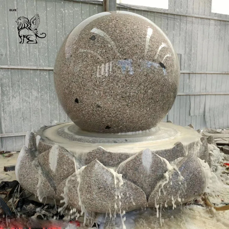 大きな天然黒大理石フローティングボールモダンスタイル庭装飾風水噴水