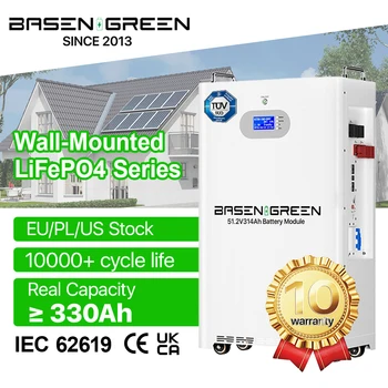 Basengreen LiFePO4 solar storage battery 14kWh / 15kWh / 16kWh 48V / 51.2V 100Ah / 300Ah / 314Ah / 330Ah