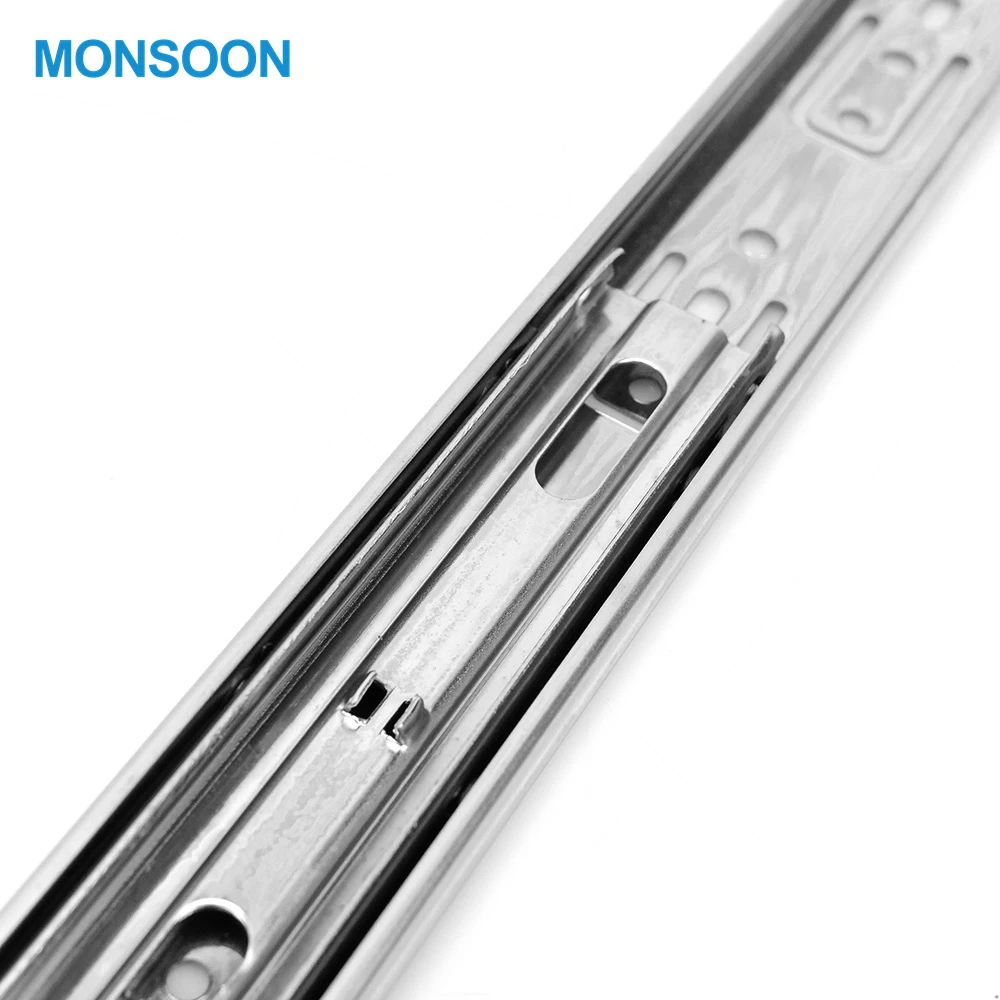 Full Extension ChannelsHardware Fitting Zinc Plated Drawer Slide 35mm Width Drawer Slide Rail for Furniture Kitchen Cabinet