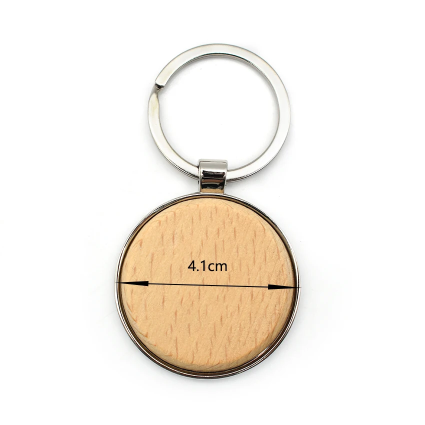 Custom Laser Logo Blank Wooden Keychain Round Shape Wood Key Chain for Promotional Gifts