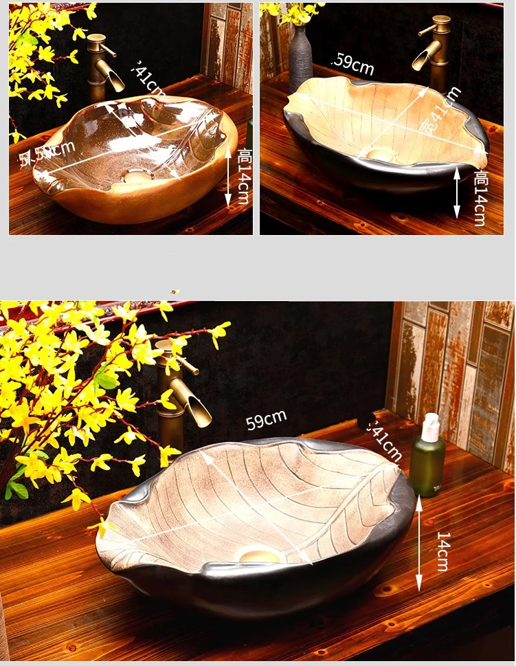 SDAYI Sanitary Ware Handmade Irregular Ceramic Wash Basin Leaf Like Countertop Wash Basin Lavabo Sink Washbasin Toilet Basin