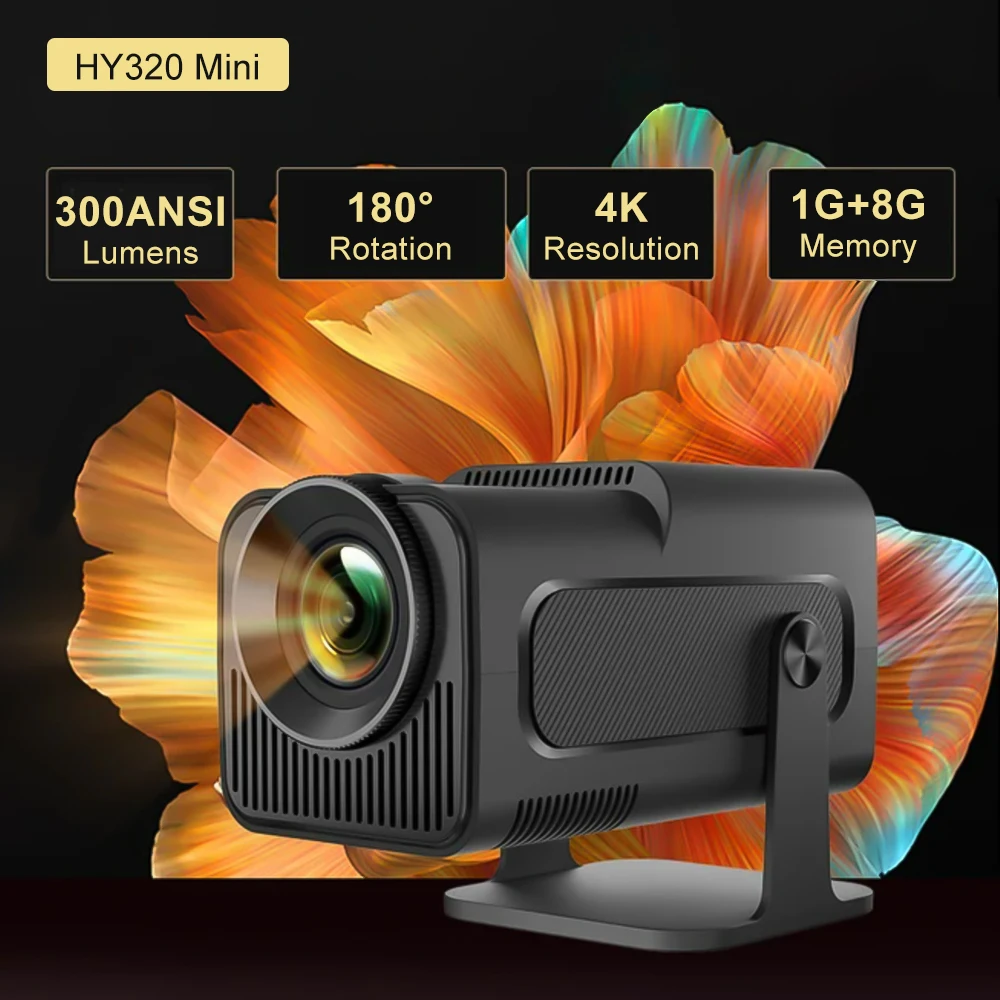 HY320 ポータブルミニプロジェクター - 1080P解像度と内蔵スピーカー付き