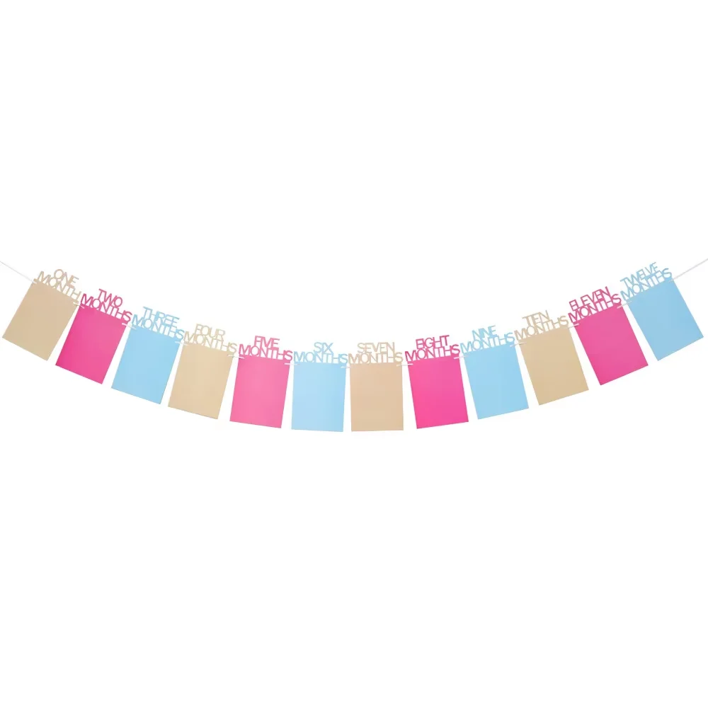 Custom 1-12 Month Photo Prop Monthly Milestone Photograph 1st Birthday Baby Photo Banner First Birthday Party Decoration