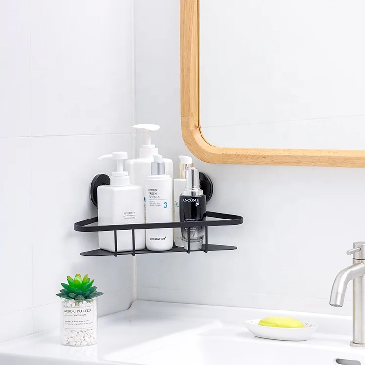 TAILI Coated Steel Wall-Mounted Bathroom Corner Shelf Shower Organizer With Hooks Bathroom Shower Caddy Punch-free Shower Basket