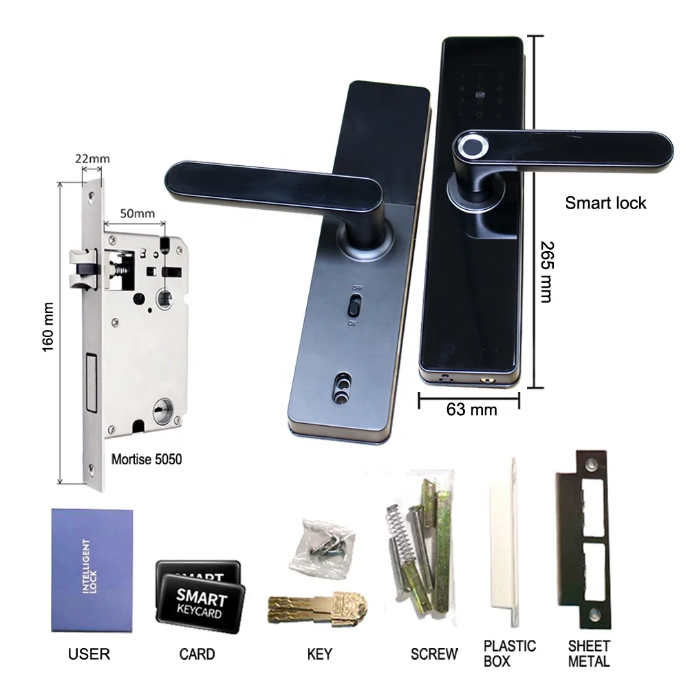 High Security Anti Theft Smart Door Lock Home Tuya Smart Wifi Biometric Intelligent Ttlock Electronic Fingerprint Smart Locks