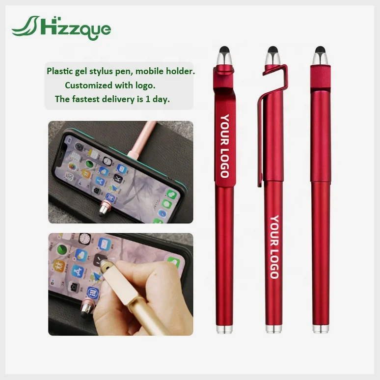 Promotional New Multi Function Ball Stylus Soft Touch Screen Pen Mobile Holder Gel Pen Ballpoint Pen 3 in 1 With Custom Logo