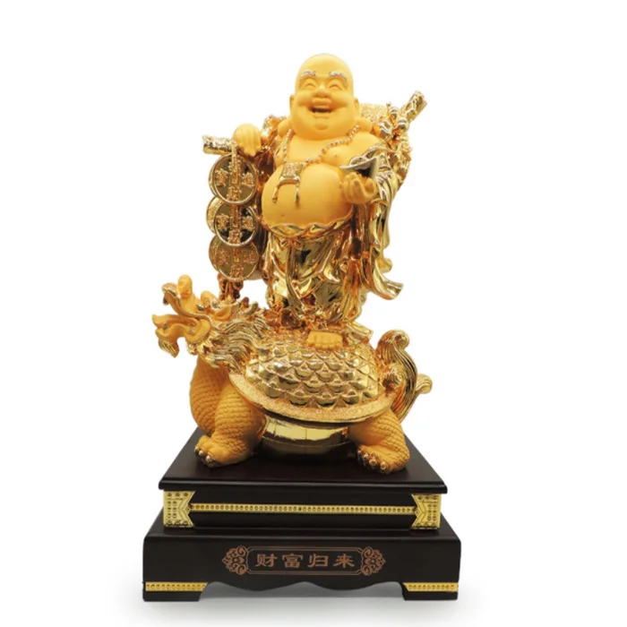 Good Fortune Health Fengshui Laughing Buddha and Turtle-Wealth Statue