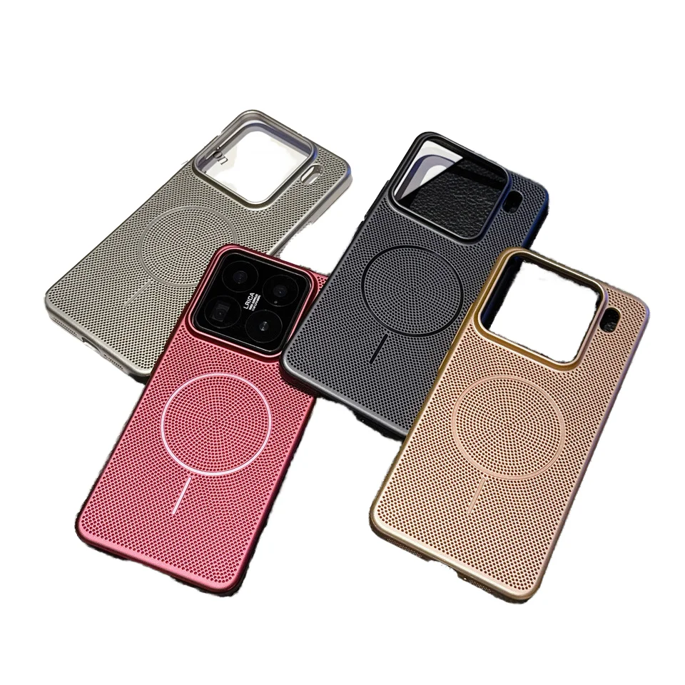 For Xiaomi 15Pro Magnetic Phone Case Mesh Cooling Breathable Personalized Electroplating Anti-Fall Protective Features Holster