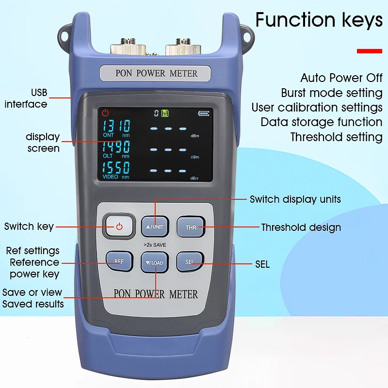 COMPTYCO AUA-320U/320A SC/FC/UPC/APC network detection online test 1310 1490 1550nm PON Optical power meter supplier