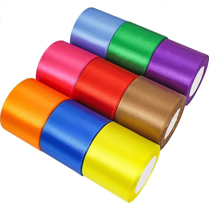 High Quality 3 Inch Satin Ribbon Colorful Single Face Embroidered Fabric for Gift Wrapping and Clothing Available in Roll