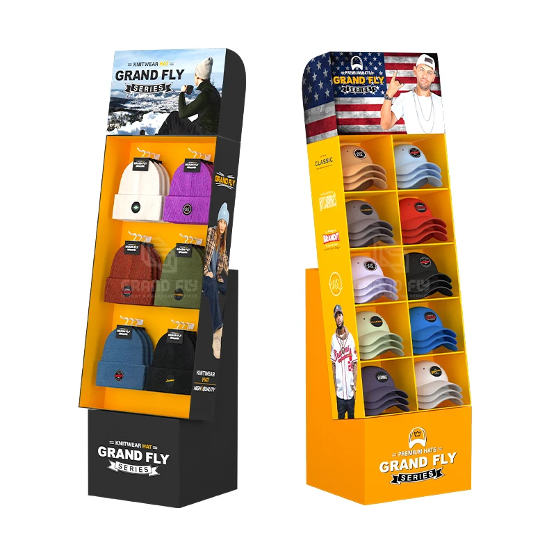 Custom Retail Cardboard Display Rack for T-Shirt Branded Clothes Floor Display Shelf Clothing Corrugated Cardboard Display Stand