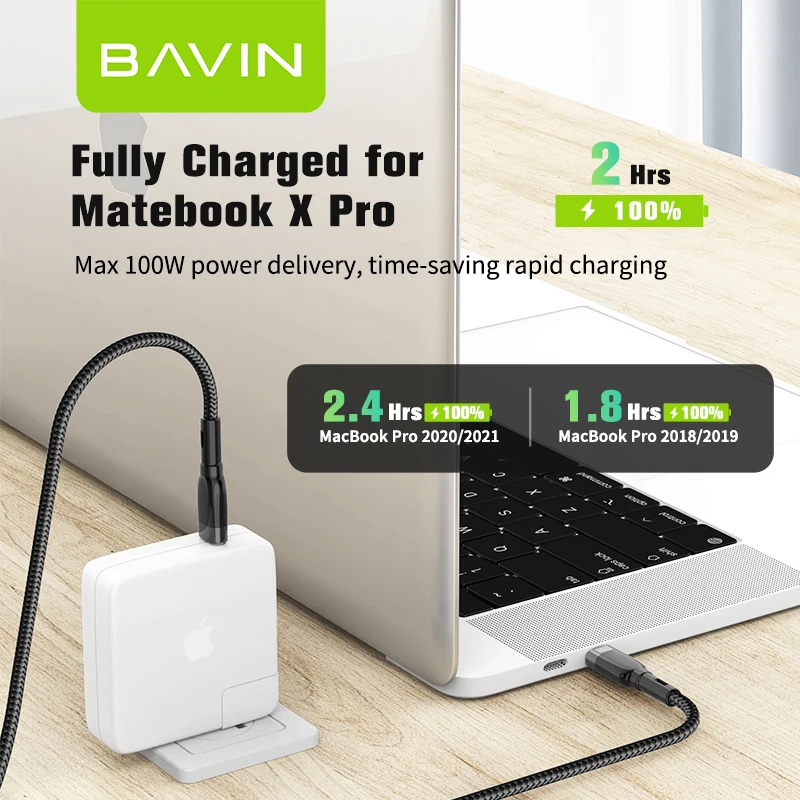 BAVIN CB229 Type C to Type C Quick Charge Usb C Cables 5a Charging Cable Nylon Braided 100W 5A Fast Charging Data Usb Cable
