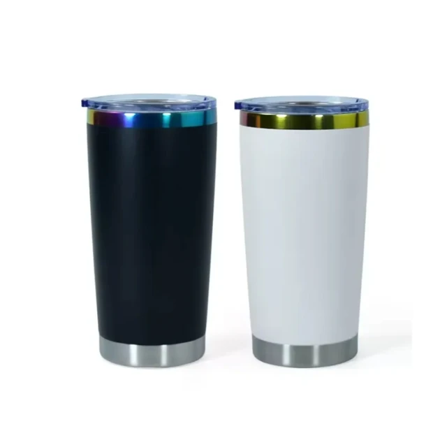 USA warehouse fast delivery regular 20oz tapered powder coated rainbow under holographic stainless steel insulated tumblers