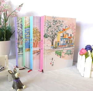 New South Korea A5 Notebook Stationery Fresh Small Roof Color Hardcover Leather PVC Student Planner Stylish Sewing Gift for