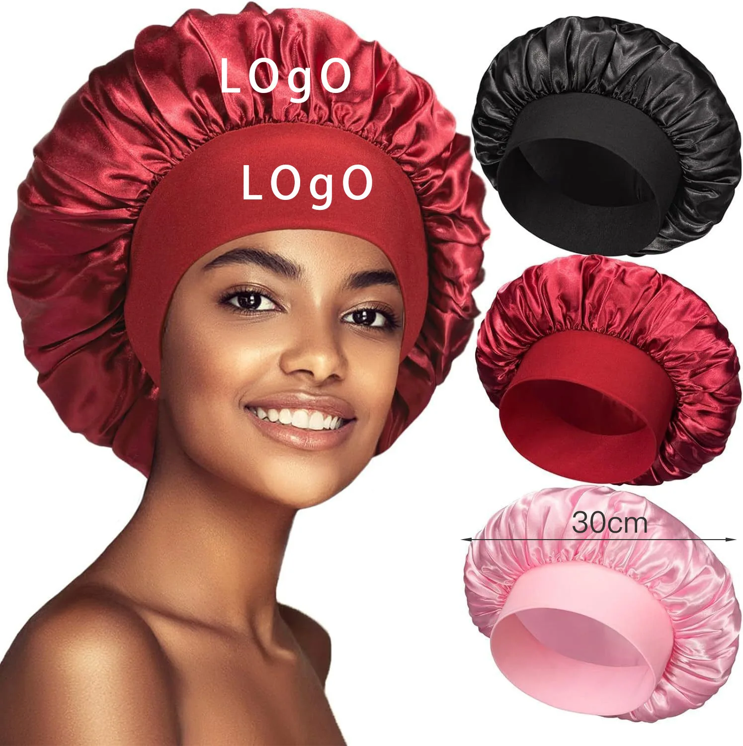 2 Stück Seiden-Satin Schlafhauben Für Frauen - Weiche Haarhaube Mit Bindeband, Für Lockiges Haar, 58 Cm Umfang