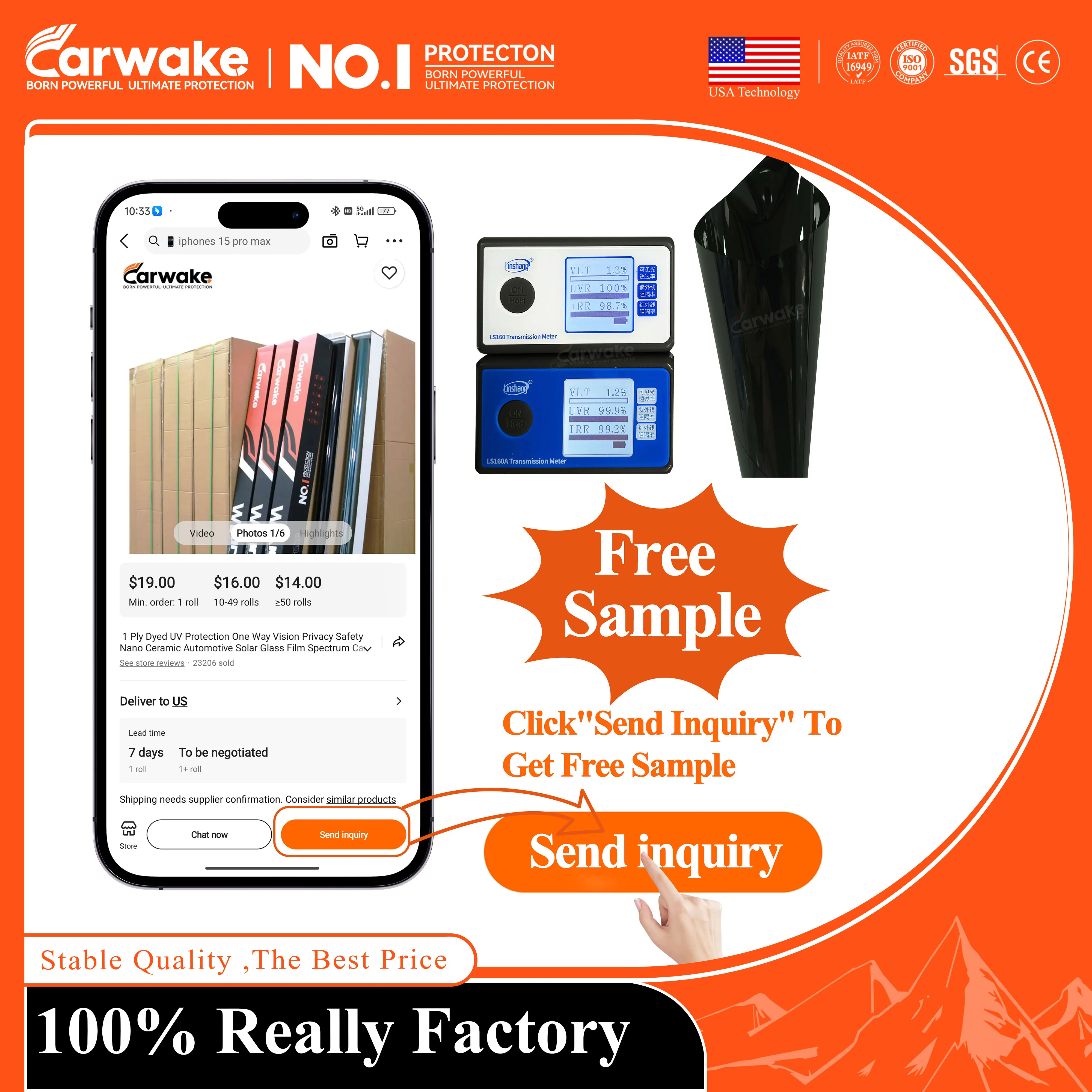 Free Sample PPF Paint Protection Film Car Window Film Glass Protection Solar Control Chameleon Clear Window Tint Film Vinyl Wrap