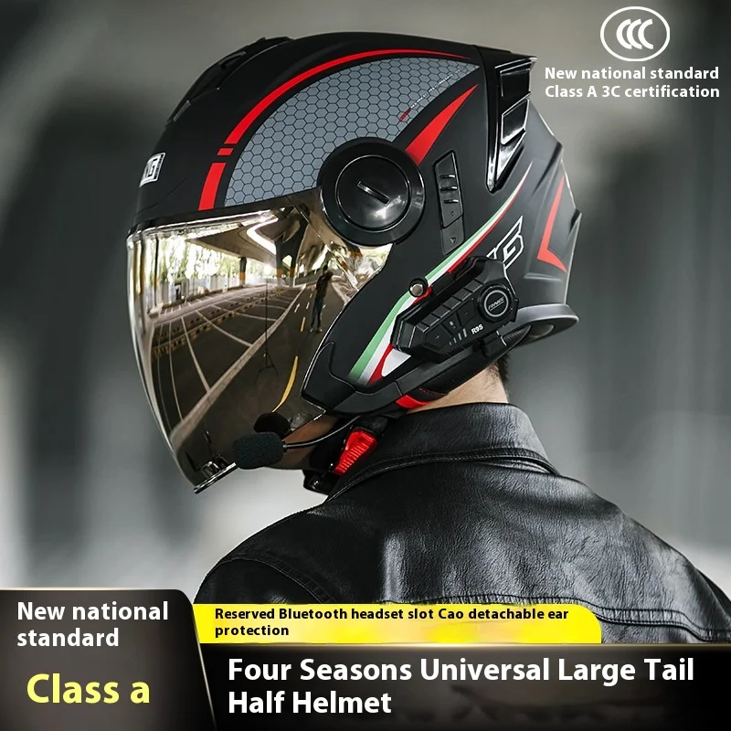 Unisex 3/4 Half Helmet with for Bluetooth Headset RNG Cross-Border for Comfortable Electric Bike Riding