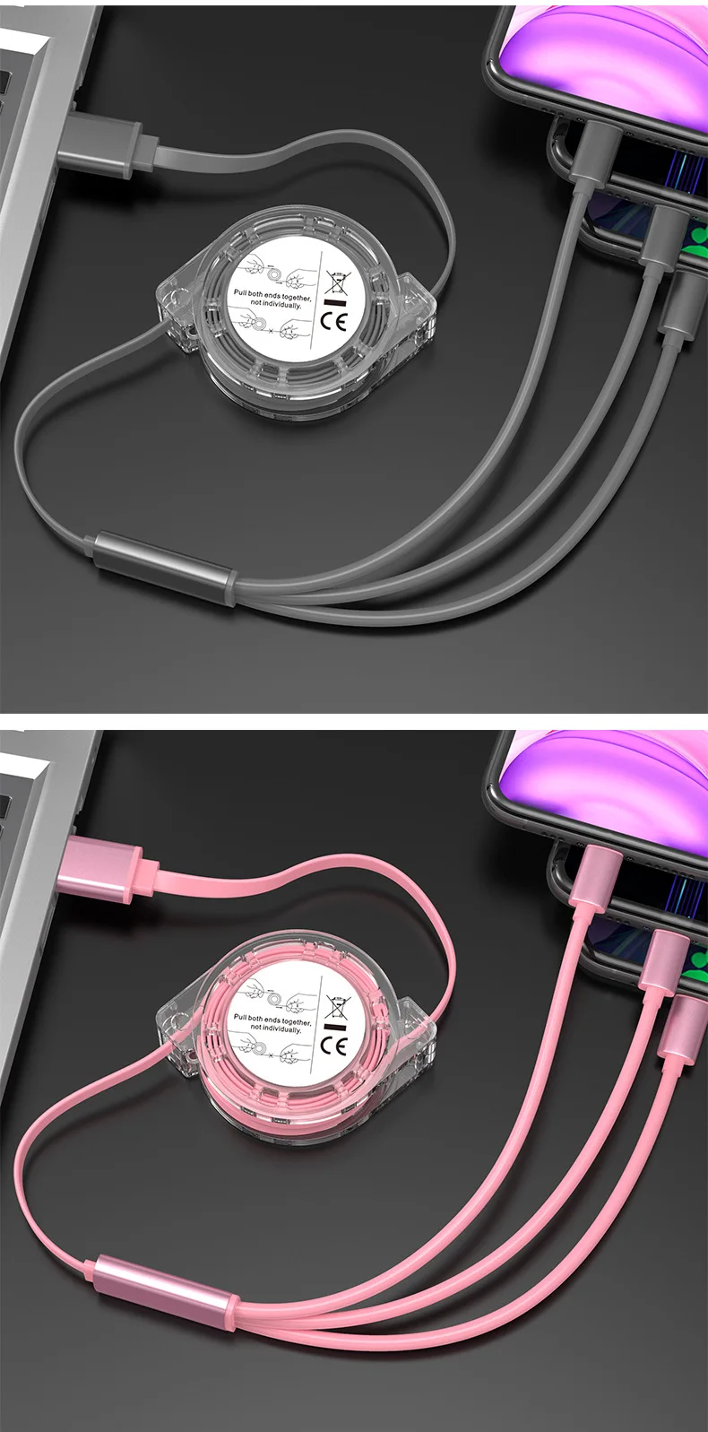 data cable 3-in-1 transparent