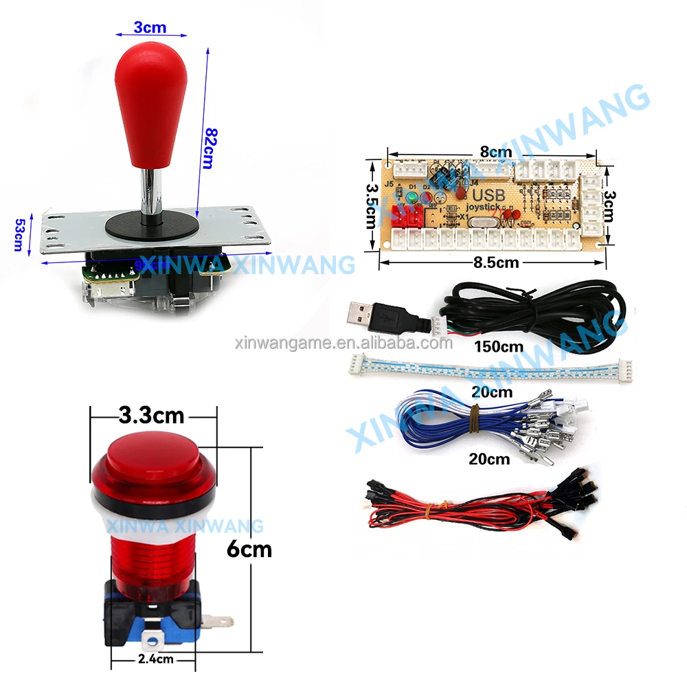 Arcade DIY Kit – 2-Player USB Encoder Mit Joysticks & Buttons Für Retro Pie & MAME