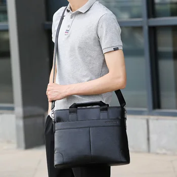 Men's Genuine Leather Briefcase Luxury Vintage Business Shoulder Bag Cotton Lining Casual Portable Cowhide Briefcase for Lawyers