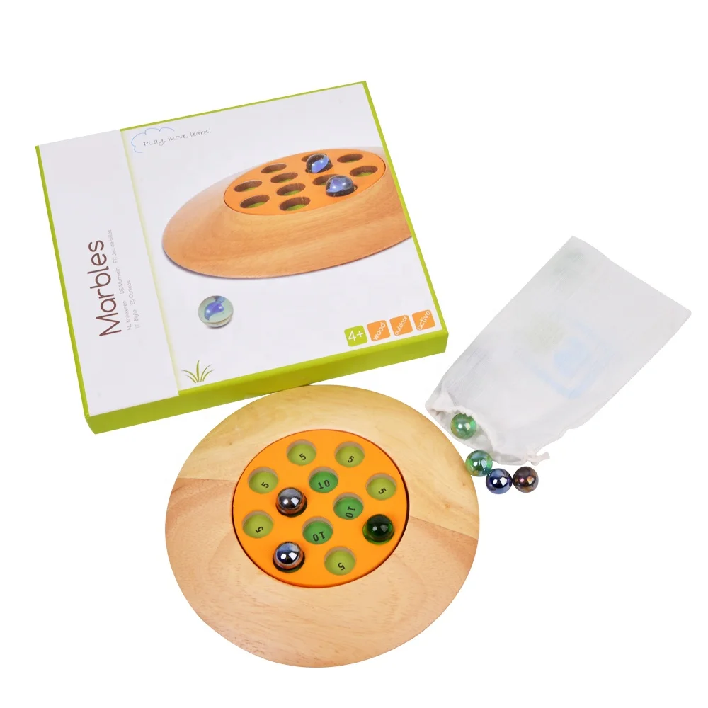 2020 New Design Marbles Game With Round Wooden Tray Target For Children Outdoor Entertainment