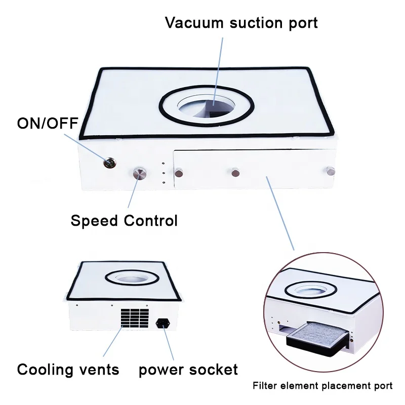 OEM Professional 170W Manicure Table Built-in Nail Dust Collector Nail Vacuum Cleaner Portable Table Extractor for Salon Use