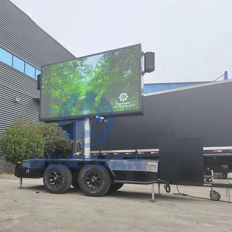 Mobile Led Screen Trailer With Hydraulic Upgrade System Rotates Double ...