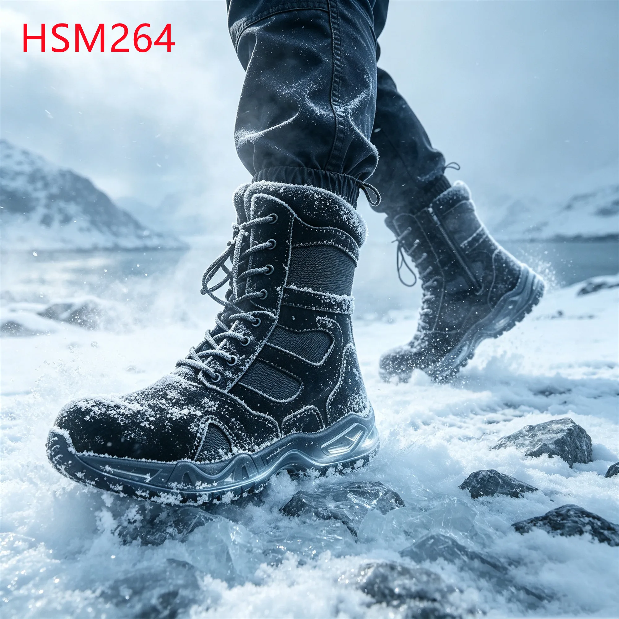 LXG,frozen Ground Protective Heel Hua Singh Winter Combat Boots Event Security Side Curved Zip&velcro Design Patrol Boots HSM264