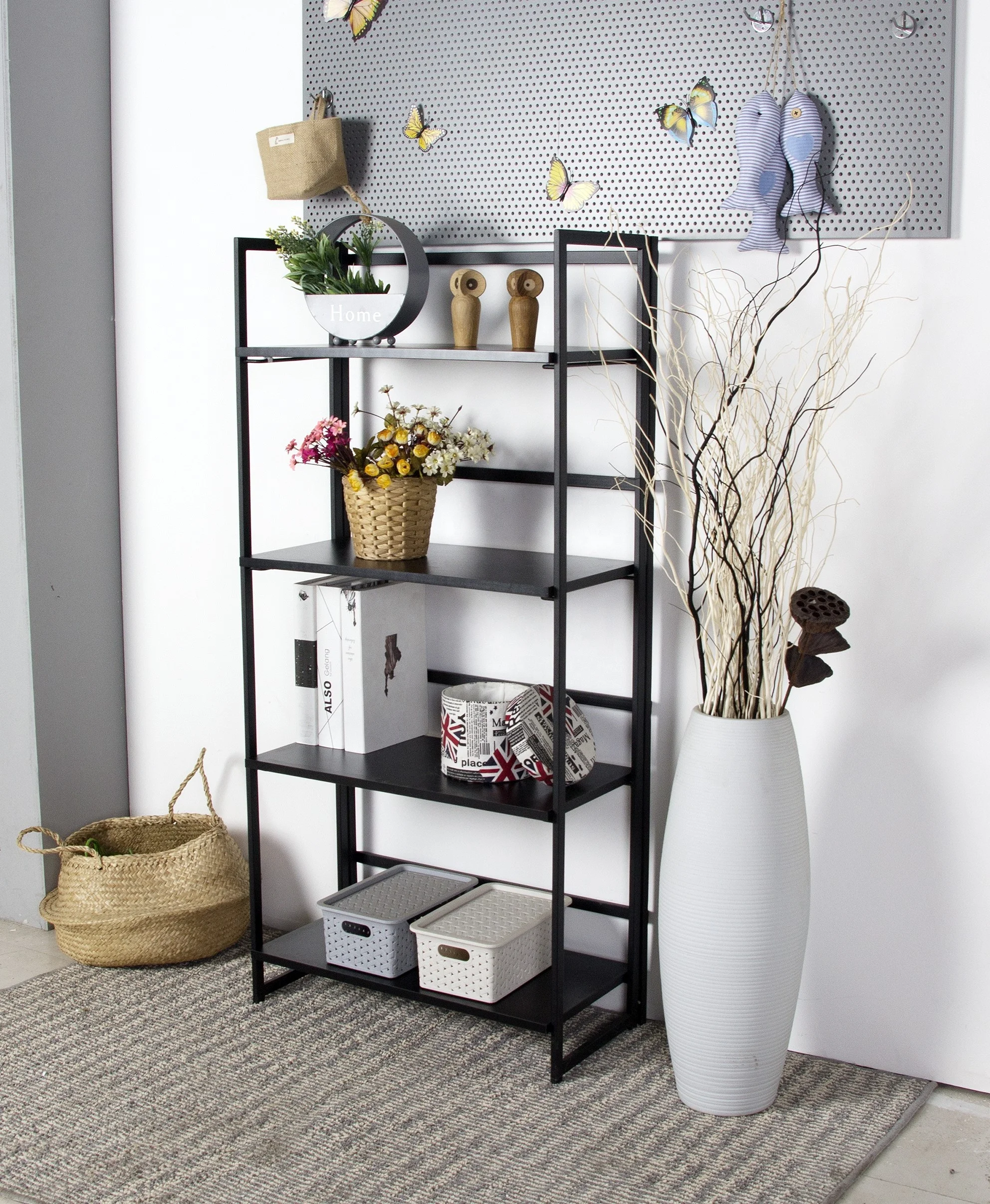 Metal Book Shelf Northern Europe Style Simple Design DIY Multifunction  Foldable Storage Shelves