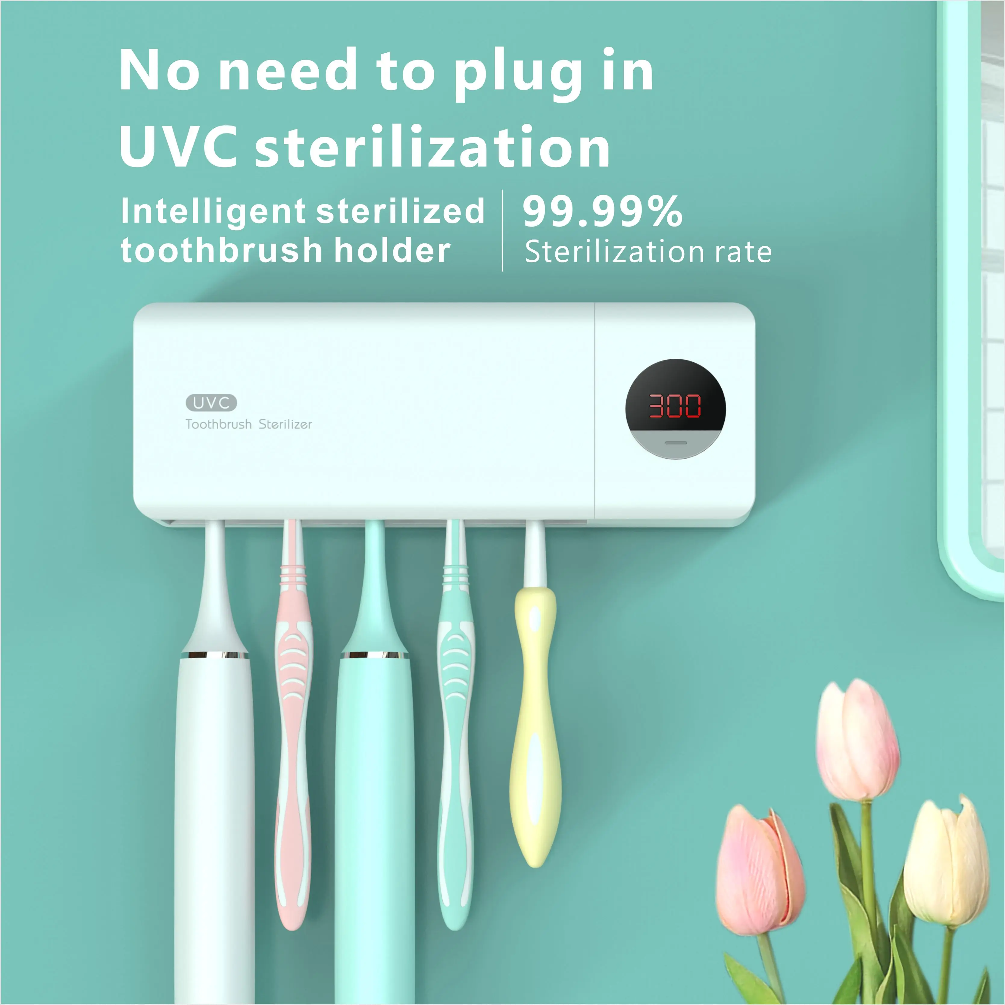 Auto Uvc Sterilizer Toothbrush Holder with Battery Inside Smart Toothbrush Sterilizer
