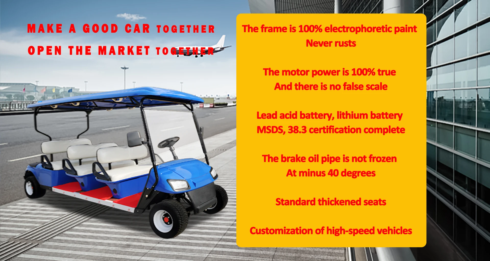 Electric Golf Cart Electrophoretic Paint Frame No Rust Golf Carts For